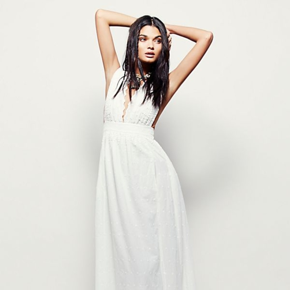 NWT Free People Grassland Embroidered Maxi Dress